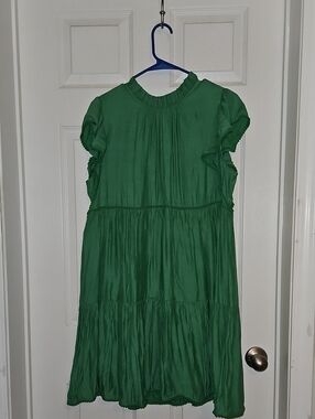 Green Ruffle-Sleeve Dress